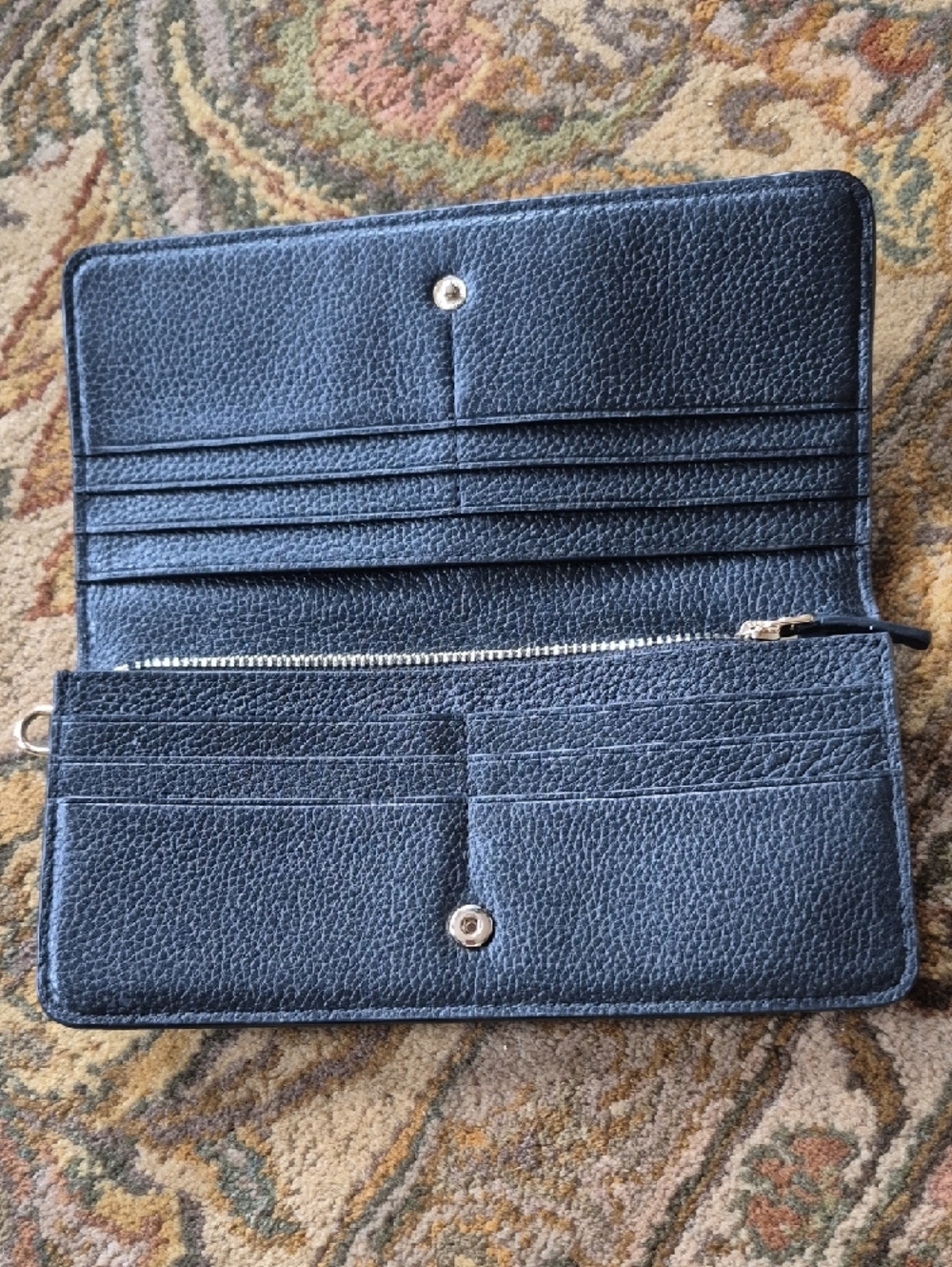 Tory Burch Black Pebbled Leather Clutch Wallet - Picture 2 of 3
